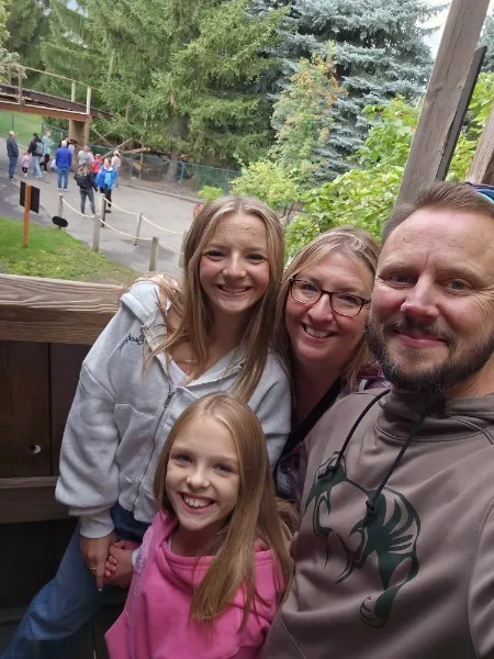Penske family selfie in the North Idaho woods
