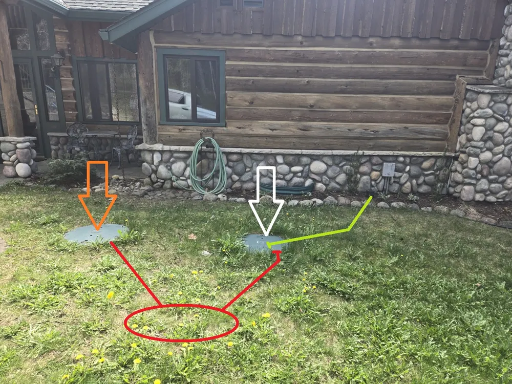 Sewer lateral marked with paint